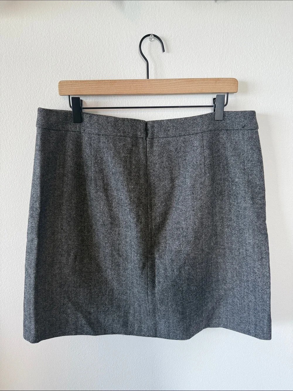 J Crew Classic Gray Button-Front Wool Blend Skirt